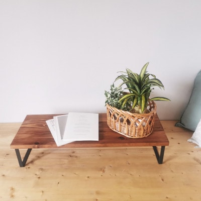 無垢材とアイアンのシェルフ / 茶 / 奥行28cmW80cmタイプ / 植物置き 靴棚 / 完成品