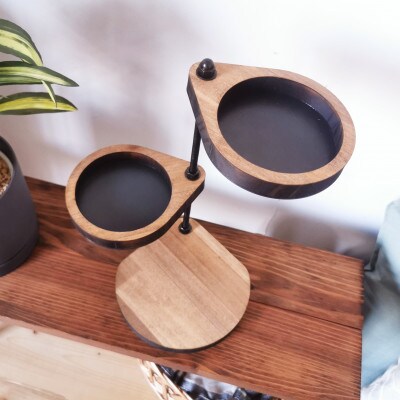 小さなしずくのスタンドシェルフ アイアン フチ付き / ビッグサイズ 角置き ブラウン 360回転