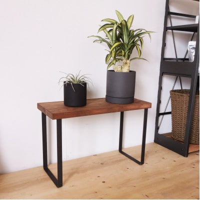 無垢材とアイアンのシェルフ H30cm W47cm / BR / 植物由来の天然オイル / 完成品