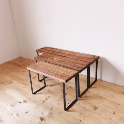無垢材とアイアンのシェルフ H30cm W47cm / BR / 植物由来の天然オイル / 完成品