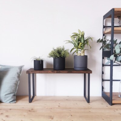 無垢材とアイアンのシェルフ H30cm W60cm / DBR / 植物由来の天然オイル / 完成品
