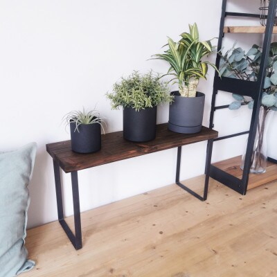 無垢材とアイアンのシェルフ H30cm W60cm / DBR / 植物由来の天然オイル / 完成品