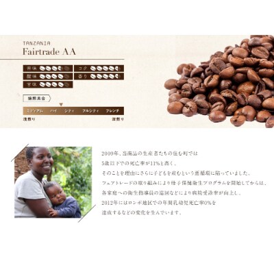 ゴールドコーヒーロースターズ　フェアトレードジェニュインキリマンジャロ　ピーベリー　豆　200g×2