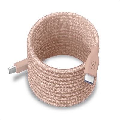 CIO スパイラルケーブル CtoC 2m 充電ケーブル USB-C (シェルピンク)