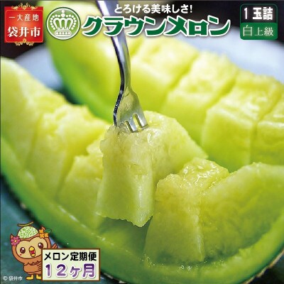 【毎月定期便】クラウンメロン(白上級)1玉詰　全12回