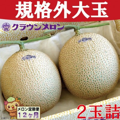 【毎月定期便】【規格外BIGサイズ!】クラウンメロン規格外大玉　2玉詰　全12回