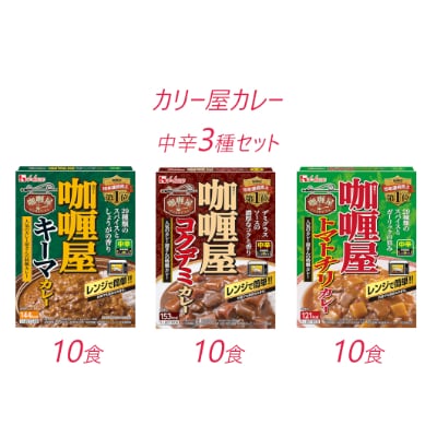 ハウス食品 レトルト カリー屋カレー【中辛3種】各10箱セット