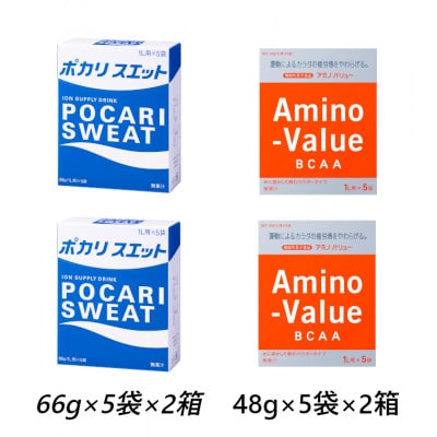 大塚製薬のポカリ&アミノバリュー　パウダー1L用　2種セット　各10袋