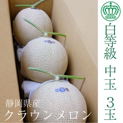 静岡県産クラウンメロン 並(白等級)  約1.3kg 3玉入り
