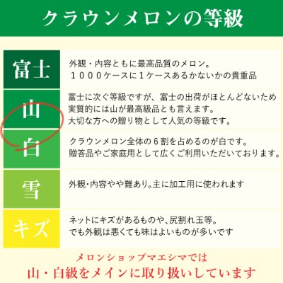 静岡県産クラウンメロン 上(山等級) 約1.3kg 6玉入り