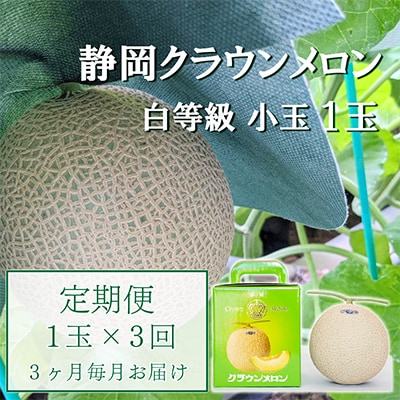 【毎月定期便】クラウンメロン白等級小玉(1.1kg前後)1玉入り 全3回