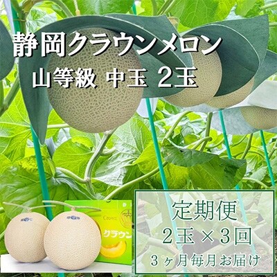 2022年4月発送開始『定期便』クラウンメロン【上(山等級)】中玉(1.3kg前後)2玉入り全3回