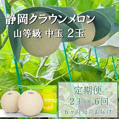 2022年4月発送開始『定期便』クラウンメロン【上(山等級)】中玉(1.3kg前後)2玉入り全6回