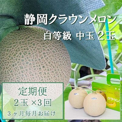 2022年4月発送開始『定期便』クラウンメロン【並(白等級)】中玉(1.3kg前後)2玉入り全3回
