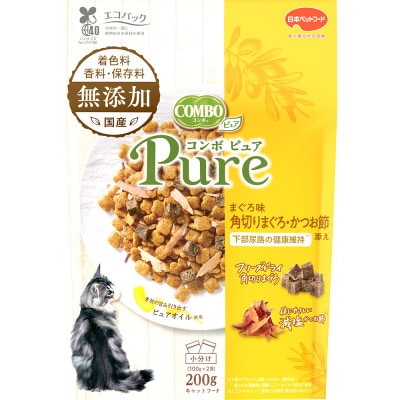 【キャットフード】日本ペットフード　コンボ ピュアドライまぐろ味・角切・かつお節添え 200g×12