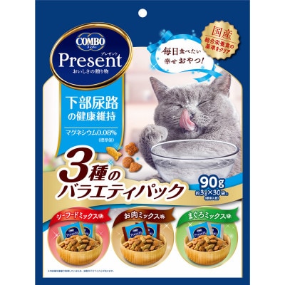【キャットフード】日本ペットフード　コンボプレゼント猫おやつ　下部尿路3種バラエティP　90g×15