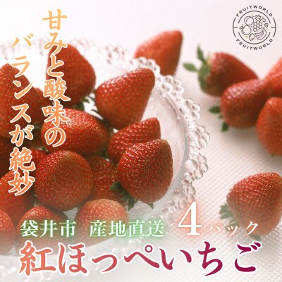 袋井市産 JA遠州中央 紅ほっぺ いちご 4パック