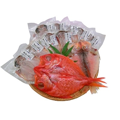 親子五代釜鶴ひもの店/干物詰め合わせ　(甘鯛1枚、金目鯛1枚、骨なしあじ10枚)セットB