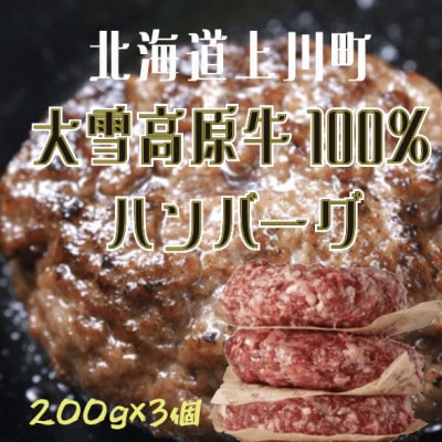 大雪高原牛100%ハンバーグ冷凍 男前な超粗挽き200g【3個】発酵の力で旨み凝縮ガクヤバーガー監修