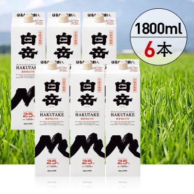 【毎月定期便】本格米焼酎「白岳パック1,800ml」6本セット(人吉市)全3回