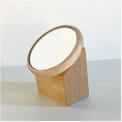 【Face Mirror　メープル材+オーク材】様々な用途で使用できるフェイスミラー