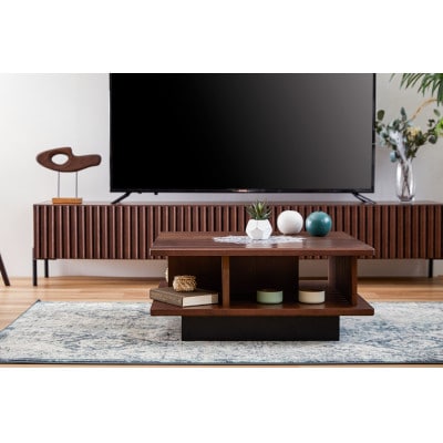 80cm リビングテーブル ルーク<ウォールナット>【大川家具】