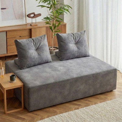 コアガリー 幅180cm ワイドソファ 背クッション2個付き グレー  【モーブル/大川家具】