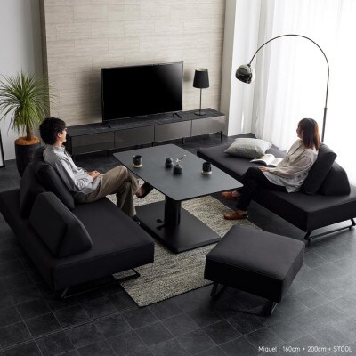 ミゲル ソファ 200cm 3人掛け チャコールブラック【モーブル】【大川家具】