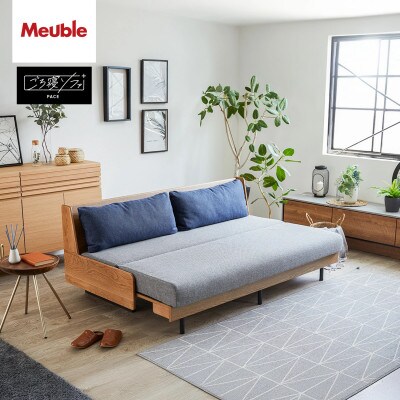 ソファベッド  幅180 ペース 180ごろ寝ソファ<ヴィンテージナチュラル×ライトグレー>