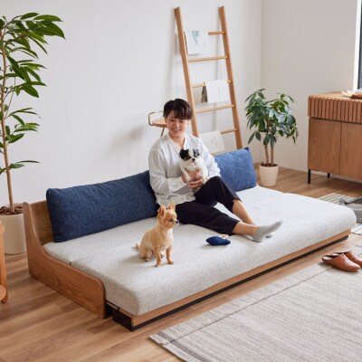 アンザ 幅200cm ごろ寝ソファ ソファベッド VNA×アイボリー【モーブル】【大川家具】