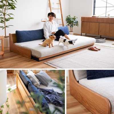 アンザ 幅200cm ごろ寝ソファ ソファベッド VNA×アイボリー【モーブル】【大川家具】