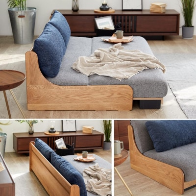 アンザ 幅180cm ごろ寝ソファ ソファベッド VNA×アイボリー【モーブル】【大川家具】