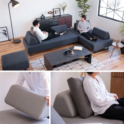 リバティ2 アイランドソファ 200cm 3人掛け ライトグレー【モーブル】【大川家具】
