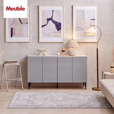 サイドボード 幅145cm リスボン グラスグレー×マーブルホワイト【モーブル/大川家具】