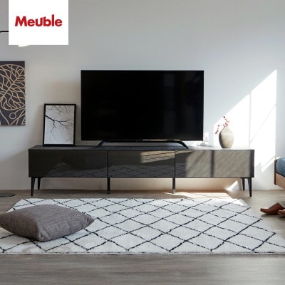 テレビボード 幅180cm ローボード リスボン グラスブラック×マーブルブラック【モーブル】