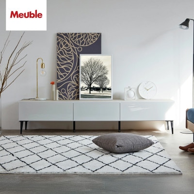 テレビボード 幅180cm ローボード リスボン グラスホワイト×マーブルホワイト【モーブル】