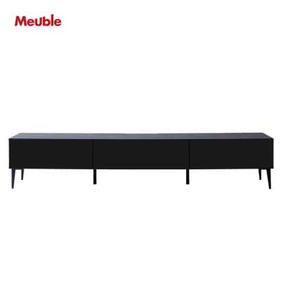 テレビボード 幅220cm ローボード リスボン グラスブラック×マーブルブラック【モーブル】