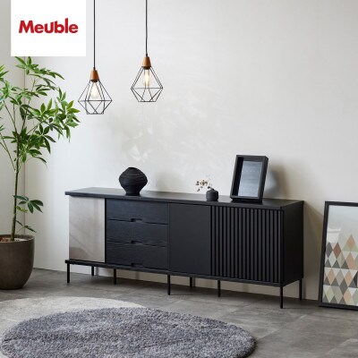 アゲロ 180cm サイドボード<オークブラック>【モーブル】【大川家具】