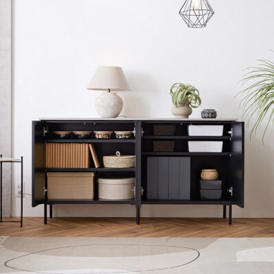 サイドボード 幅145cm リビング収納 レオ ヴィンテージナチュラル【モーブル/大川家具】