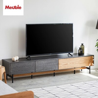 アルヴィン 220cm AVローボード〈オークヴィンテージナチュラル〉【モーブル】【大川家具】