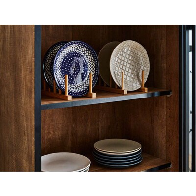 引き戸食器棚　幅153.5cm　ポエム【カラー:レディオーク、扉:ミストガラス】