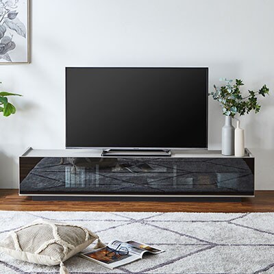 幅180cm テレビ台 グリッド 前面ガラス【カラー:アースグレージュ