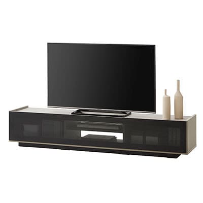 幅180cm テレビ台 グリッド 前面ガラス【カラー:アースグレージュ】