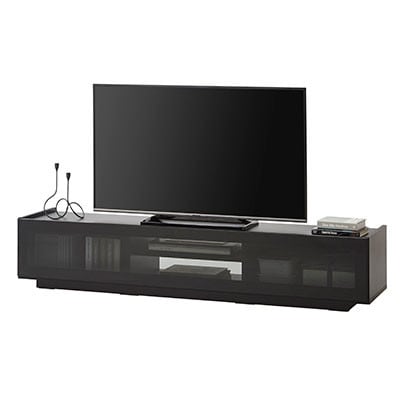 幅180cm テレビ台 グリッド 前面ガラス【カラー:ブラック】
