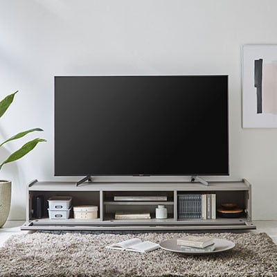 幅180cm テレビ台 グリッド 前面組子風【カラー:アースグレージュ】