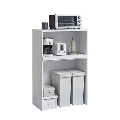 ゴミ箱上の空間も有効活用するレンジ台 幅79cm スイム (ダストタイプ)【カラー:ホワイト】