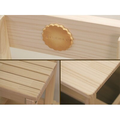 ハンドメイド パイン材キッズ用デスク2点セット「ビスケット」