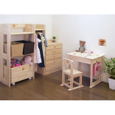 ハンドメイド パイン材キッズ用デスク2点セット「ビスケット」