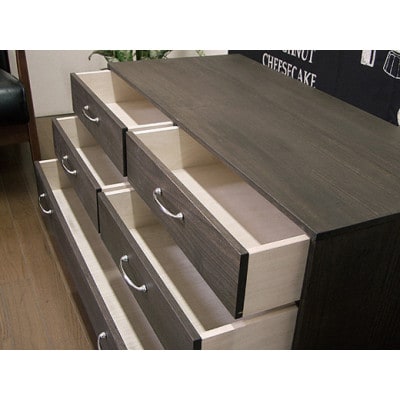 桐クローゼットチェスト3段小引き　ダークブラウン色