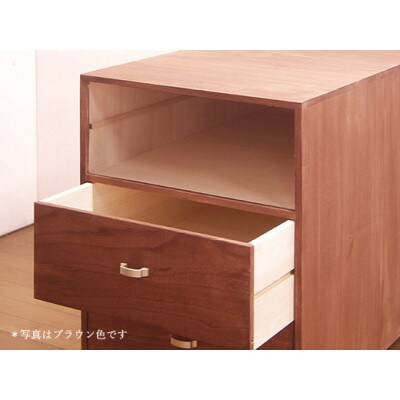 桐押入れ収納3段「咲」キャスター付き　ダークブラウン色